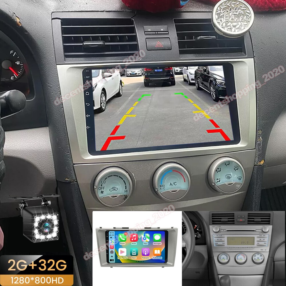 For Toyota Camry 2007-2011 Android 13 Apple CarPlay Car Stereo Radio GPS +Camera