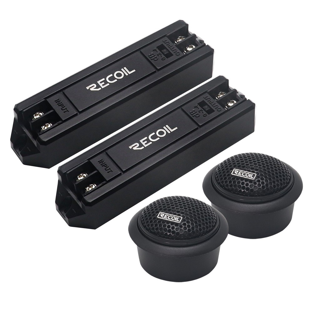 Recoil RET1 Echo Series 1-Inch Car Audio Component Neodymium Silk Dome Tweeters