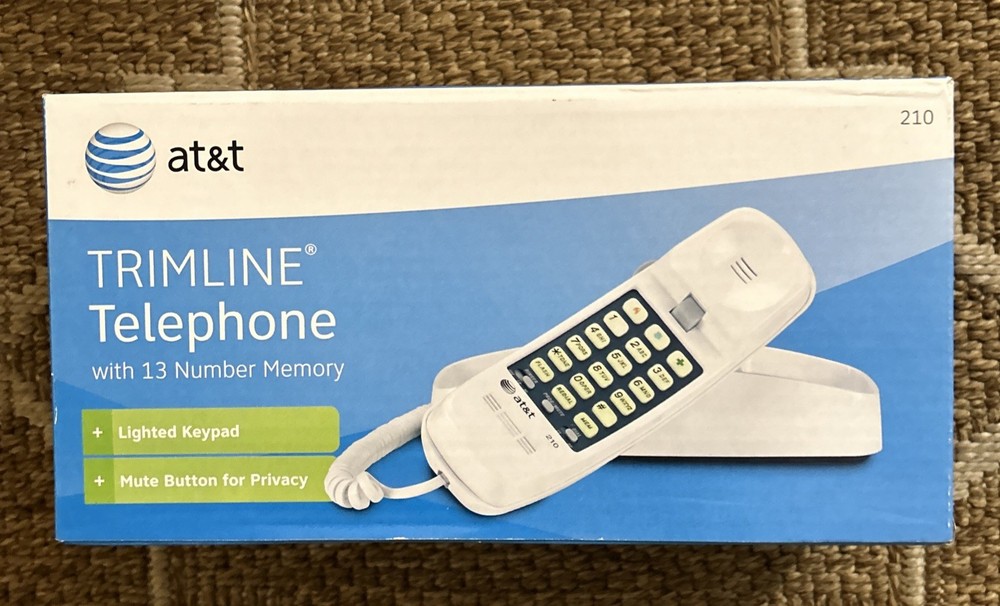 AT&T Trimline Corded Phone Single Line, 13 Number Memory, Lighted Keypad, NEW!