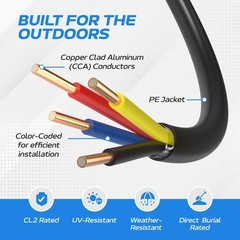Outdoor Alarm Cable 500ft Solid CL2 Rated 18 22 AWG 2/4 Conductors CCA Security