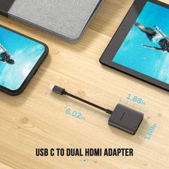 USB C to Dual HDMI Adapter 4K60Hz Dual 4K30Hz Type C Laptops
