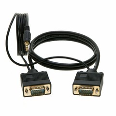 6FT SVGA Super VGA Male to Male Cable with 3.5mm Aux Audio Monitor TV 15 Pin