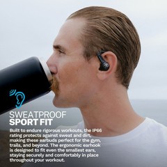 NEW JLab Epic Sport ANC 3 Dual Driver Earbuds Black, iOS/Android, Sporthook, Gym