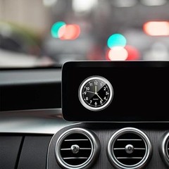 Mini Car Clock Stick on Dashboard Color: Black, WhiteItem Package Quantity: 2
