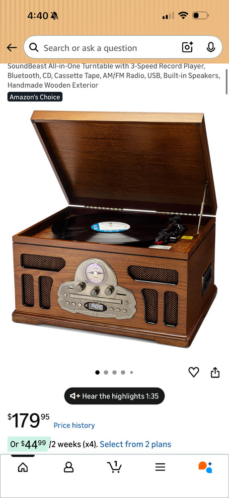 SoundBeast All-in-One Turntable with 3-Speed Record Player