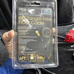 VIBE 6ft Tangle-Free Fiber Cable HDMI High Speed w/Ethernet NEW