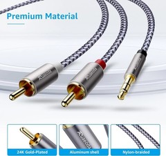 3.5mm to 2RCA Audio Cable – 6ft Braided Stereo Y Splitter, Double-Shielded