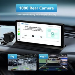 10.26″ Carplay Dash Camera Dvr Android Auto WiFi FM Rearview Camera Support 4K