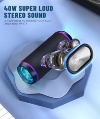 Portable 40W Bluetooth Speaker – Waterproof, 30 Hours Playtime, TWS Pairing