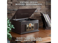 Victrola The Quincy 6 in 1 Bluetooth Record Player Turntable Grey Wood NEW