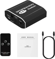 3-Port SPDIF Toslink Digital Optical Audio Switch 3×1 with IR Remote