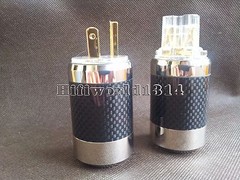 1Set Pure copper Rhodium Plated US AC Power Plug IEC Female HIFI Carbon Fiber