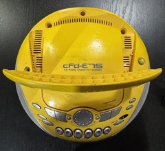 Sony CFD-E75 Yellow Portable AM/FM CD Cassette Radio Works Tested With Remote