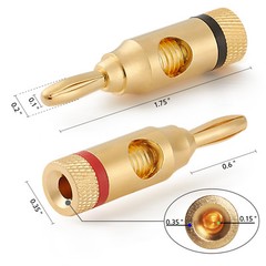 WGGE WG-3334 24k Gold Plated Banana Plugs (Open Screw Type) (12 Pairs)
