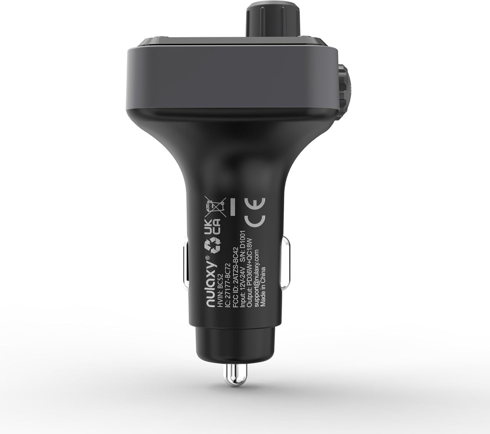 Nulaxy 54W Bluetooth 5.3 Car Adapter Charger 4-Port Fast Small, A-Black