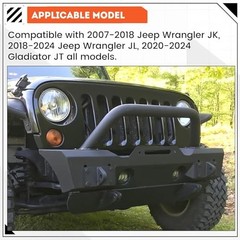 Stubby Front Bumper Compatible With 2007-2024 Jeep Wrangler JK JL Style1