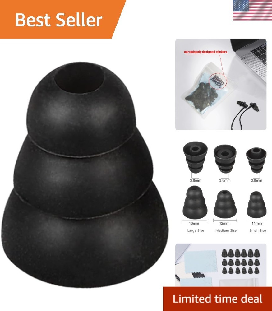 Replacement Earbud Tips – 9 Pairs of Triple Flange Silicone Cushions for Comfort