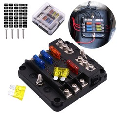 6 Way 12V 24V Auto Car Power Distribution Blade Fuse Holder Box Block Panel