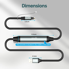 Unidirectional USB a 2.0 to Toslink Digital Optical Audio Cable 6 Ft, USB Male T