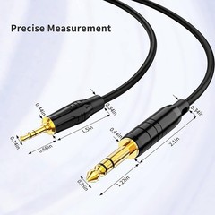 3.5mm 1/8 Male to 6.35mm 1/4″Male TRS Stereo Audio Cable for Speaker Guitar Cord