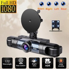 360 Degree 4 Lens 1080P Car Dash Cam Front Rear Inside Side DVR 64GB Memory Card