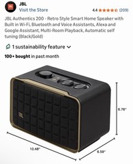 JBL Authentics 200 Smart Speaker Wi-Fi Bluetooth Alexa/Google Black/Gold