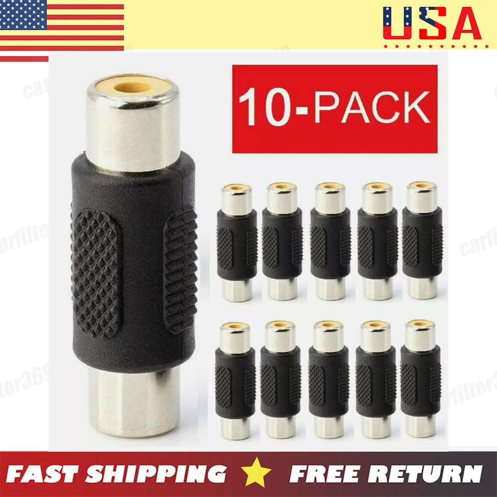 10 Pack AV RCA Audio Video Female to Female Connector Jack Coupler Adapter NEW