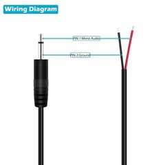 3FT 3.5mm 1/8″ to Speaker Wire TS Mono Male Plug to Bare Wire Pigtail 3.5mm J…