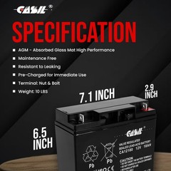 Casil 12V 18AH Battery for Rascal Electric Mobility 320, 500 T