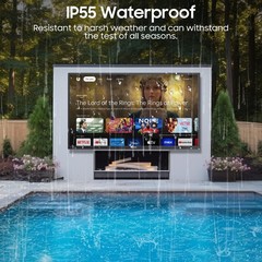 Sylvox 43in Outdoor TV Partial Sun Google TV QLED Dolby 1000nits IP55 Waterproof