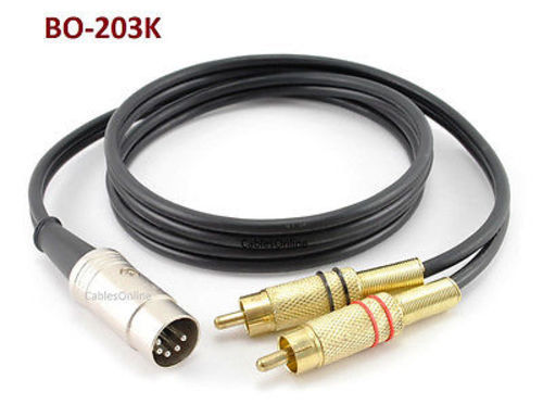 3ft 5-Pin DIN to 2-RCA Black Audio Cable, CablesOnline BO-203K