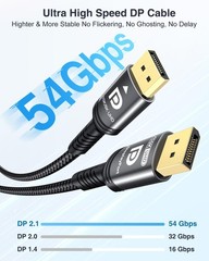 10K 8K DisplayPort 2.1 Cable 54Gbps 50 FT, Certified DP to DP Cord 4K 240Hz 1…