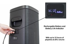 Rockville BASS PARTY 65 V2 1200w Battery Powered LED Bluetooth Speaker Mic Input