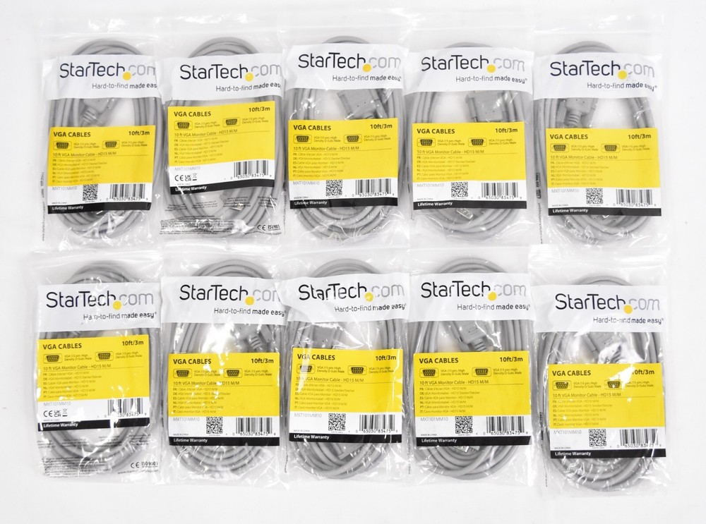 Lot of (10) StarTech.com 10 Ft. VGA HD15 MxM Computer Monitor Cables MXT101MM10