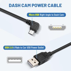 EWAY Dash Cam Mircro USB Power Cord 16.5ft, 2.0 A to Micro-B 16.5 feet