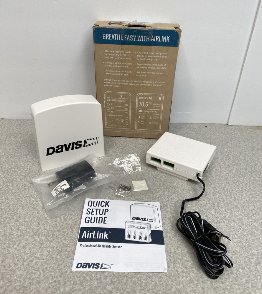 Davis AirLink 7210 Air Quality Monitor Smoke Dust Pollution For 2.4GHz Network