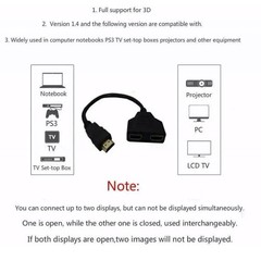 4K HDMI Cable Splitter Adapter 2.0 Converter 1 In 2 Out 1 Male to 2 Female lot
