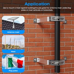 1-Pair SS304 Antenna Mount Double Wall Mount Antenna Mast Clamp V Jaw Bracket