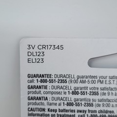 Duracell 123 Lithium 3V Batteries DL123 CR17345 (6 Pack) Exp 2033