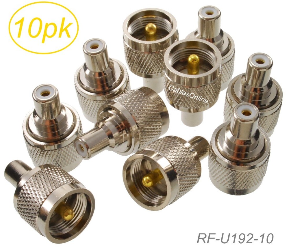 10-Pack RCA Female to UHF PL259 Male RF Coaxial Adapter, CablesOnline RF-U192-10
