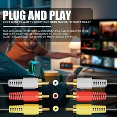 RCA Cables, 3RCA Cable Audio Video 24K Gold Plated Connecting Audio Video Com…