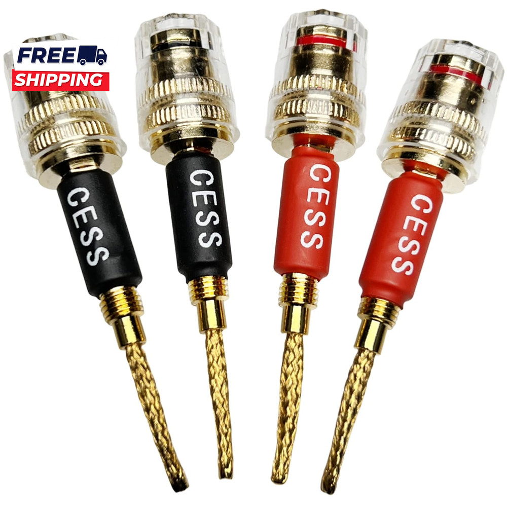 CESS-220 Pin Banana Plug to 4Mm Female Banana Jack/Speaker Wire 4 Pack