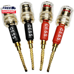 CESS-220 Pin Banana Plug to 4Mm Female Banana Jack/Speaker Wire 4 Pack