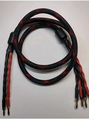 One Piece 12AWG OCC Pure Copper HIFI Audio Bi-wire Speaker Cable 2to4 Plugs 5ft