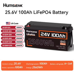Humsienk 24V 100Ah LiFePO4 Battery 100A BMS 2560W
