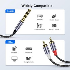 1/4″ to RCA Audio Cable – 3.3FT Braided Male-to-Male Connection for Clarity
