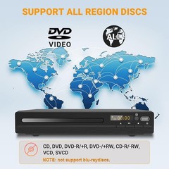 DVD Player, HDMI Region Free Players for Smart TV, 1080P Upscaling, Black