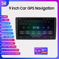 8+128GB 8Core 9″ Android 12 CarPlay Radio Stereo GPS Navi Player WiFi DSP BT 5.0