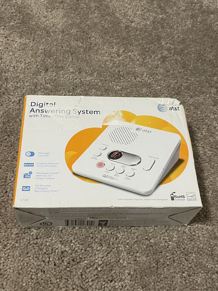 AT&T Digital Answering System 1740 60 Min Recording Time Day Time Stamp New