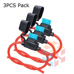 3 Pack 12 Gauge 15A ATC Mini Blade Holder Copper Wire Add Circuit Fuse Tap